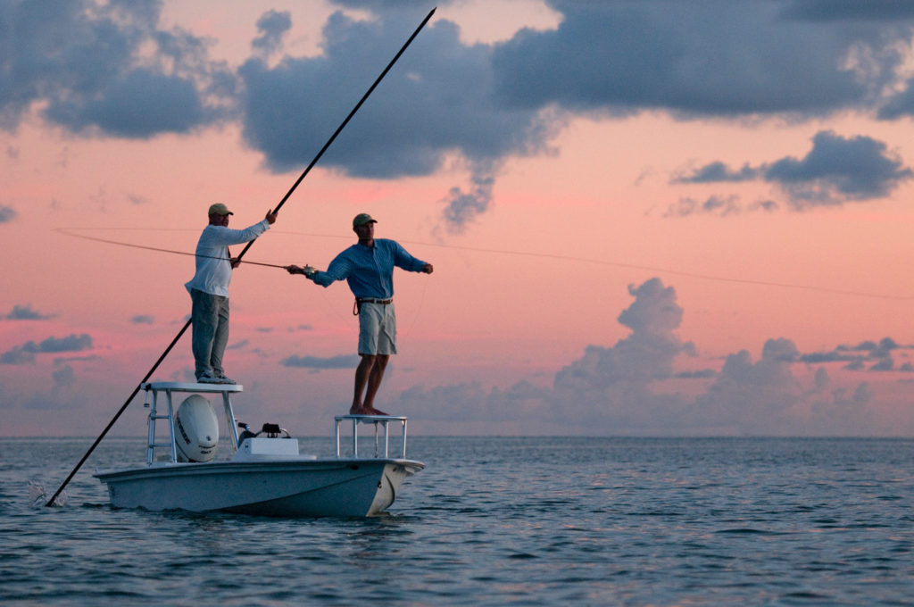 Flats boat for fly fishing